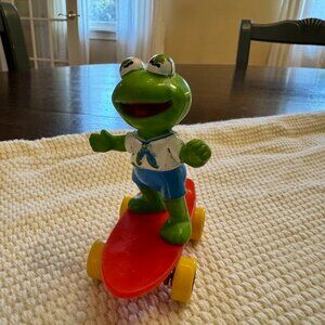 Vintage 1986 McDonalds Happy Meal Toy Muppet Babies Kermit and Skateboard